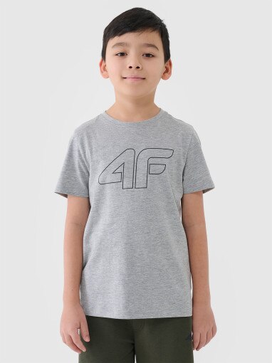 4F JUNIOR Chłopięcy tshirt z nadrukiem 4F 4FJWSS25TTSHM2179  szary Szary