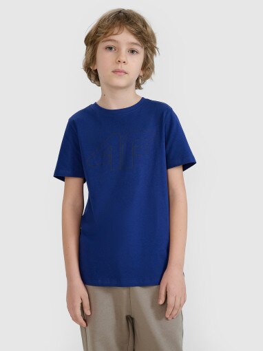 4F JUNIOR Chłopięcy tshirt z nadrukiem 4F 4FJWSS25TTSHM2179  niebieski Niebieski