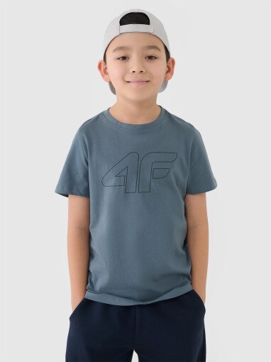 4F JUNIOR Chłopięcy tshirt z nadrukiem 4F 4FJWSS25TTSHM2179  niebieski Niebieski
