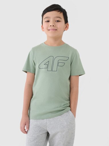 4F JUNIOR Chłopięcy tshirt z nadrukiem 4F 4FJWSS25TTSHM2179  zielony Zielony