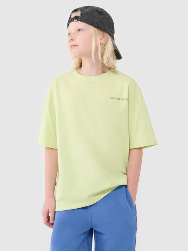 4F JUNIOR Chłopięcy tshirt oversize 4F 4FJWSS25TTSHM2184  zielony Zielony