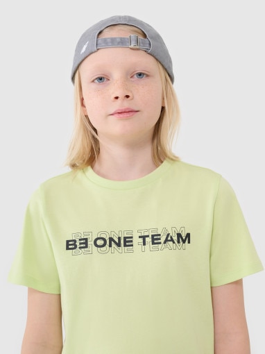 4F JUNIOR Chłopięcy tshirt z nadrukiem 4F 4FJWSS25TTSHM2186  zielony Zielony