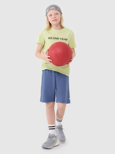 Chłopięcy t-shirt z nadrukiem 4F 4FJWSS25TTSHM2186 - zielony