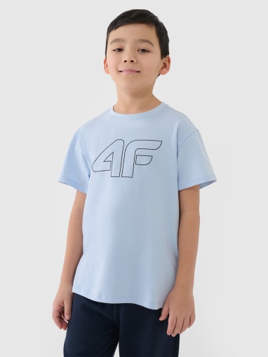 4F JUNIOR Chłopięcy tshirt oversize z nadrukiem 4F 4FJWSS25TTSHM2325  niebieski Niebieski
