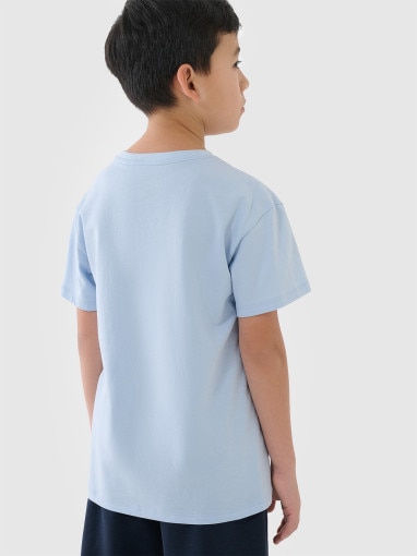 Chłopięcy t-shirt oversize z nadrukiem 4F 4FJWSS25TTSHM2325 - niebieski