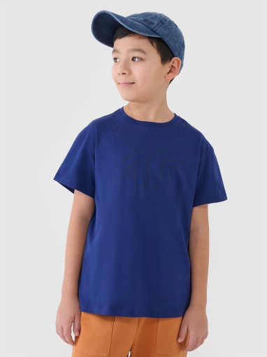 4F JUNIOR Chłopięcy tshirt oversize z nadrukiem 4F 4FJWSS25TTSHM2325  niebieski Niebieski