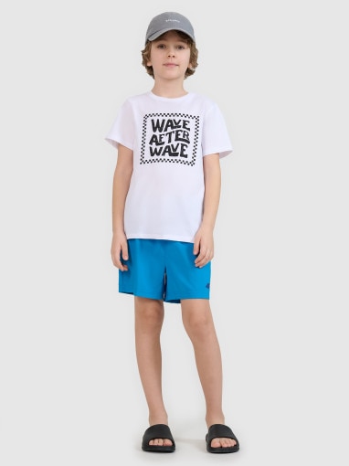4F JUNIOR Chłopięce spodenki plażowe 4F 4FJWSS25UBDSM159  niebieskie Niebieski