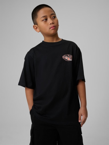  4F JUNIOR Chłopięcy tshirt z nadrukiem 4F 4FJWSS26TTSHM3014  czarny Czarny