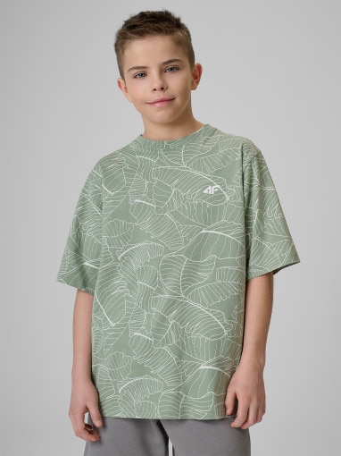  4F JUNIOR Chłopięcy tshirt z nadrukiem 4F 4FJWSS26TTSHM3285 miętowy Miętowy