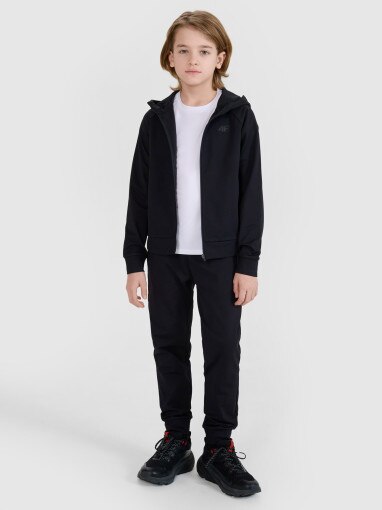 Chłopięca bluza treningowa rozpinana z kapturem  4F 4FJWSS25TFSWM557 - czarna