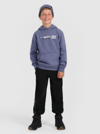 Chłopięca bluza dresowa nierozpinana z kapturem 4F 4FJRAW25TSWSM2416 - niebieska