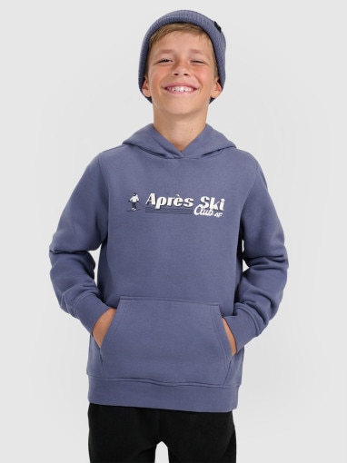 4F JUNIOR Chłopięca bluza dresowa nierozpinana z kapturem 4F 4FJRAW25TSWSM2416 niebieska Niebieski