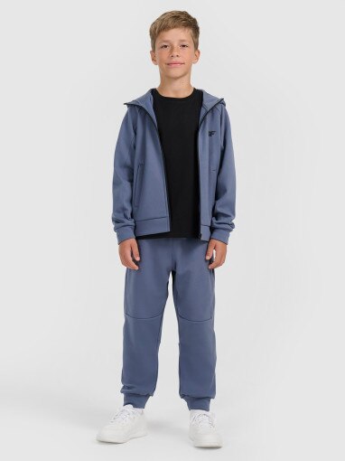 Chłopięca bluza dresowa rozpinana z kapturem 4F 4FJRAW25TSWSM2415 - granatowa