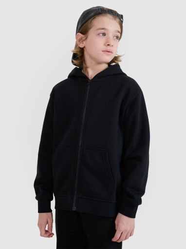 4F JUNIOR Chłopięca bluza dresowa rozpinana z kapturem 4f 4FJWMM00TSWSM1859  czarna Czarny
