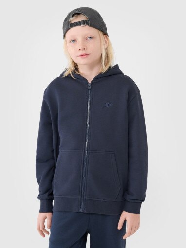 4F JUNIOR Chłopięca bluza dresowa rozpinana z kapturem 4F 4FJWMM00TSWSM1859 granatowa Granatowy