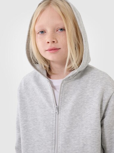 4F JUNIOR Chłopięca bluza dresowa rozpinana z kapturem 4f 4FJWMM00TSWSM1859  szara Szary