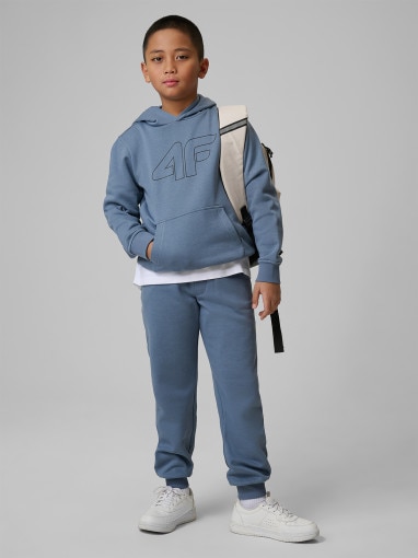 Chłopięca bluza nierozpinana z kapturem 4F 4FJRSS26TSWSM2748 - denim