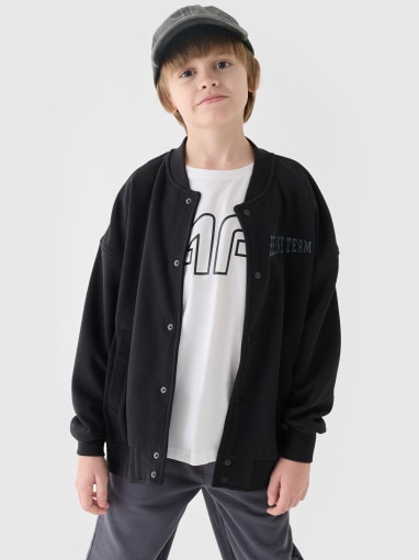 4F JUNIOR Chłopięca bluza rozpinana bejsbolowa 4F 4FJRAW24TSWSM1653 czarna Czarny