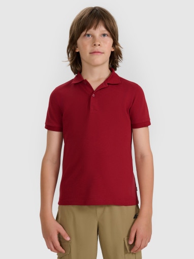 4F JUNIOR Chłopięca koszulka polo 4F 4FJRAW25TPTSM0749  czerwona Czerwony