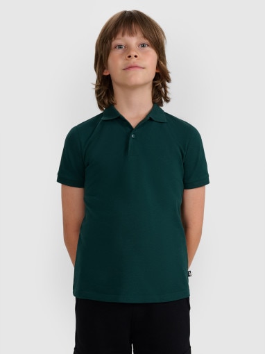 4F JUNIOR Chłopięca koszulka polo 4F 4FJRAW25TPTSM0749  zielona Zielony