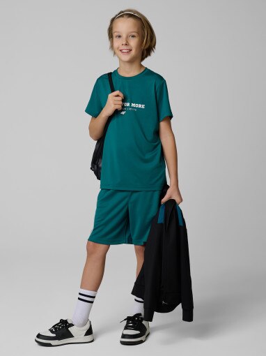 4F JUNIOR Chłopięca koszulka treningowa 4F 4FJRSS26TFTSM2390 turkusowa Turkusowy