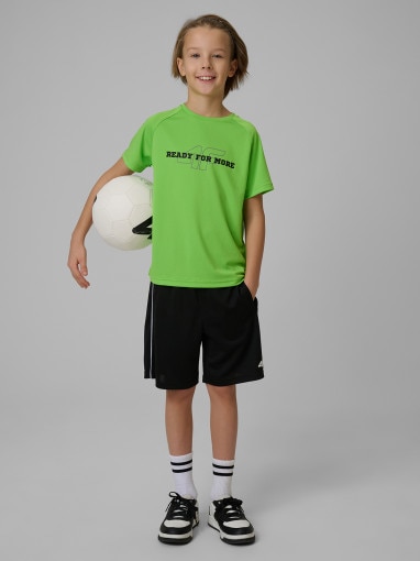  4F JUNIOR Chłopięca koszulka treningowa 4F 4FJRSS26TFTSM2391  zielona Zielony