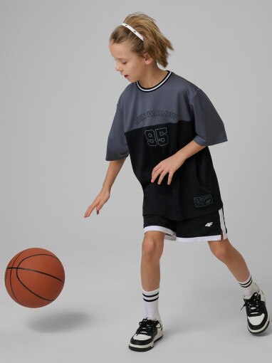 Chłopięca koszulka treningowa 4F 4FJRSS26TFTSM2392 - czarna