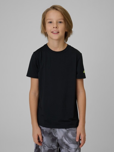  4F JUNIOR Chłopięca koszulka treningowa 4F 4FJWSS26TFTSM1966  czarna Czarny