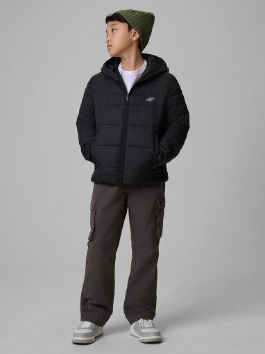 Chłopięca kurtka puchowa pikowana 4F 4FJWSS26TDJAM0741 - czarna