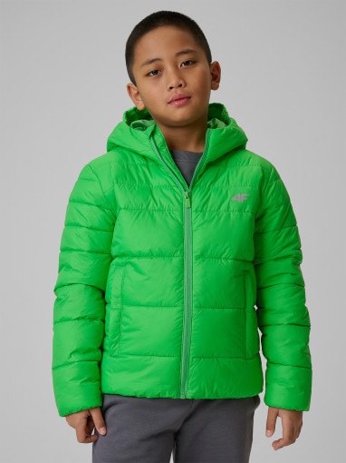 4F JUNIOR Chłopięca kurtka puchowa pikowana 4F 4FJWSS26TDJAM0741 zielona Zielony
