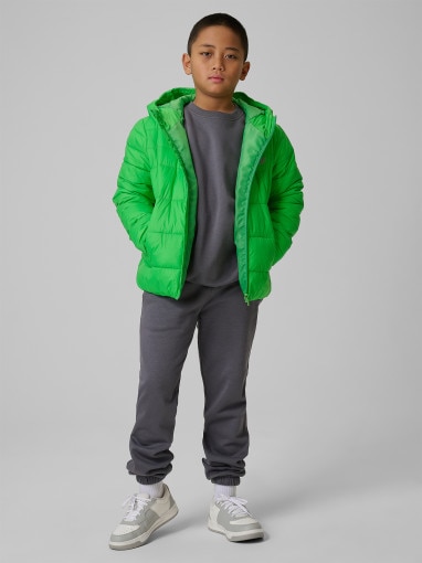 Chłopięca kurtka puchowa pikowana 4F 4FJWSS26TDJAM0741 - zielona