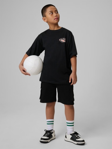  4F JUNIOR Chłopięce spodenki dresowe 4F 4FJWSS26TSHOM785  czarne Czarny