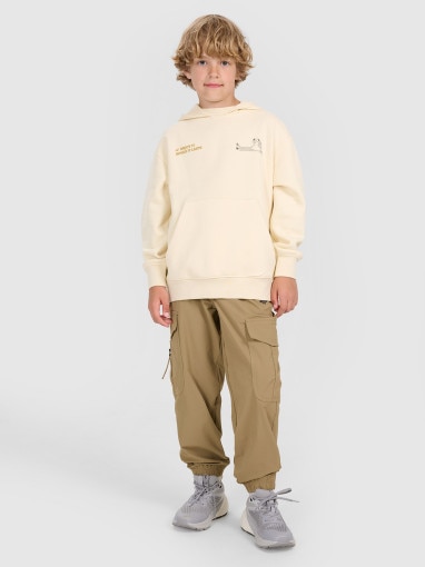 4F JUNIOR Chłopięce spodnie casual cargo 4F 4FJRAW25TTROM1606  brązowe Brązowy