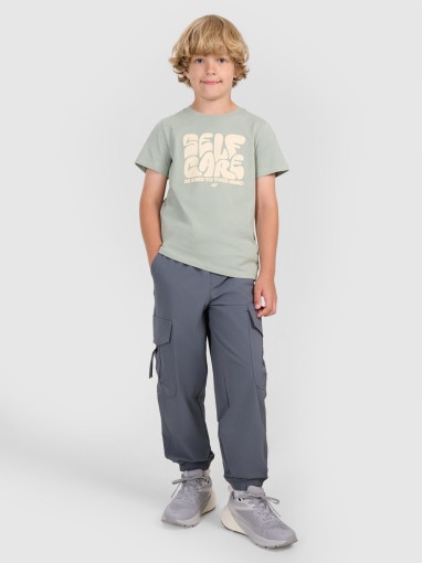 4F JUNIOR Chłopięce spodnie casual cargo 4F 4FJRAW25TTROM1606  szare Szary