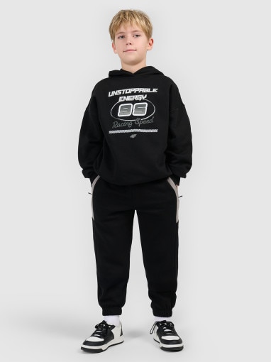  4F JUNIOR Chłopięce spodnie dresowe 4F 4FJRSS26TTROM1874  czarne Czarny