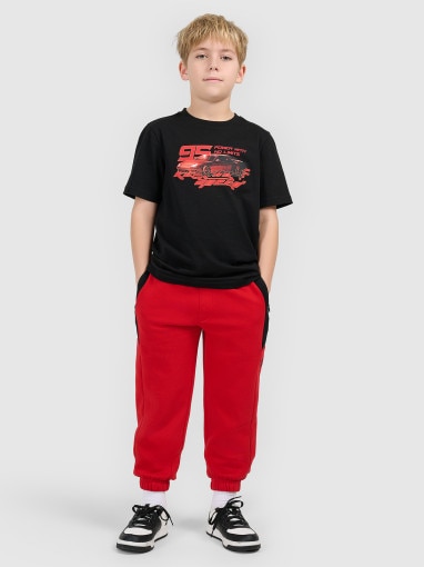  4F JUNIOR Chłopięce spodnie dresowe 4F 4FJRSS26TTROM1874  czerwone Czerwony