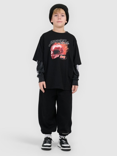  4F JUNIOR Chłopięce spodnie dresowe 4F 4FJRSS26TTROM1936  czarne Czarny