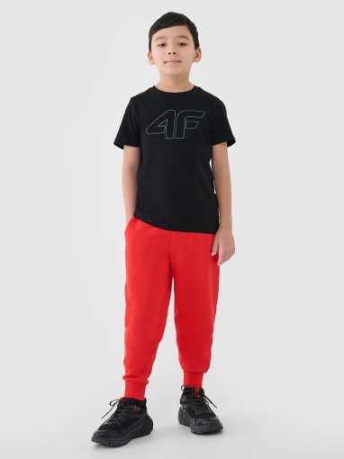 4F JUNIOR Chłopięce spodnie dresowe 4F 4FJWMM00TTROM0811  pomarańczowe Pomarańczowy