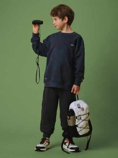  4F JUNIOR Chłopięce spodnie dresowe cargo 4F 4FJRSS26TTROM1882  szare Szary