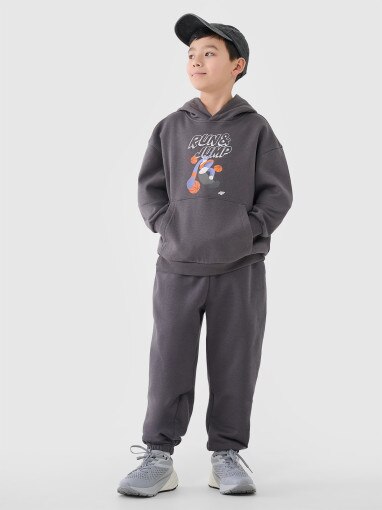 4F JUNIOR Chłopięce spodnie dresowe joggery 4F 4FJASAW24TTROM1404  szare Szary