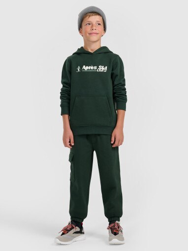 4F JUNIOR Chłopięce spodnie dresowe joggery 4F 4FJRAW25TTROM1841 zielone Zielony