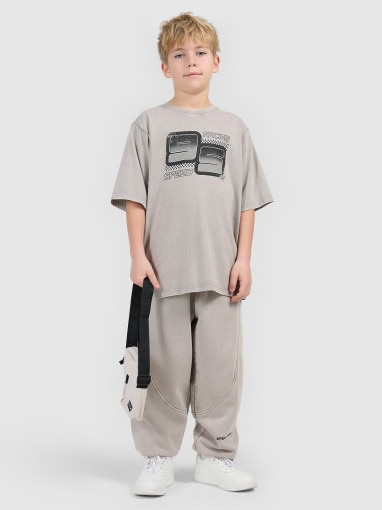  4F JUNIOR Chłopięce spodnie dresowe joggery 4F 4FJRSS26TTROM1872  szare Szary