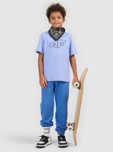 4F JUNIOR Chłopięce spodnie dresowe joggery 4F 4FJWSS26TTROM1506  niebieskie Niebieski