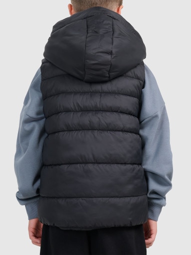 Chłopięcy bezrękawnik puchowy pikowany 4F 4FJWSS26TVJAM313 - czarny