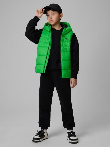 Chłopięcy bezrękawnik puchowy pikowany 4F 4FJWSS26TVJAM313 - zielony