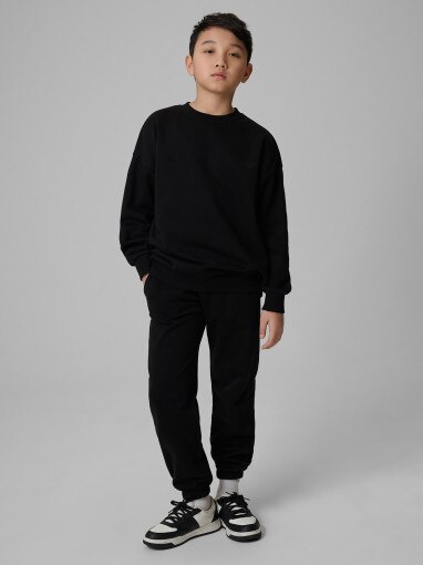  4F JUNIOR Chłopięcy komplet dresowy 4F 4FJRSS26TAPSM213  czarny Czarny