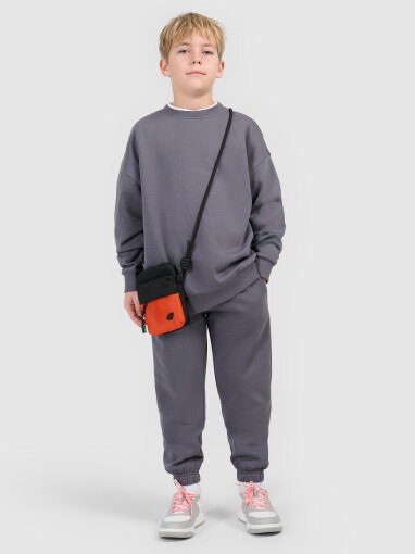  4F JUNIOR Chłopięcy komplet dresowy 4F 4FJRSS26TAPSM213  szary Szary