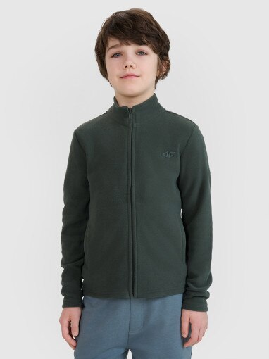 4F JUNIOR Chłopięcy polar rozpinany bez kaptura 4F 4FJRSS25TFLEM392  khaki Khaki