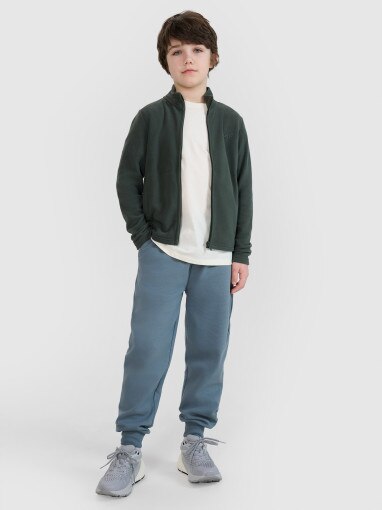 Chłopięcy polar rozpinany bez kaptura 4F 4FJRSS25TFLEM392 - khaki