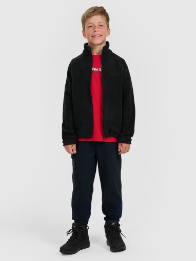 Chłopięcy polar rozpinany ze stójką 4F 4FJRAW25TFLEM490 - czarny